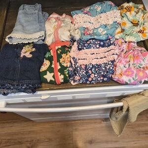 RuffleButts Navy Floral Swim Top with Pink Accents